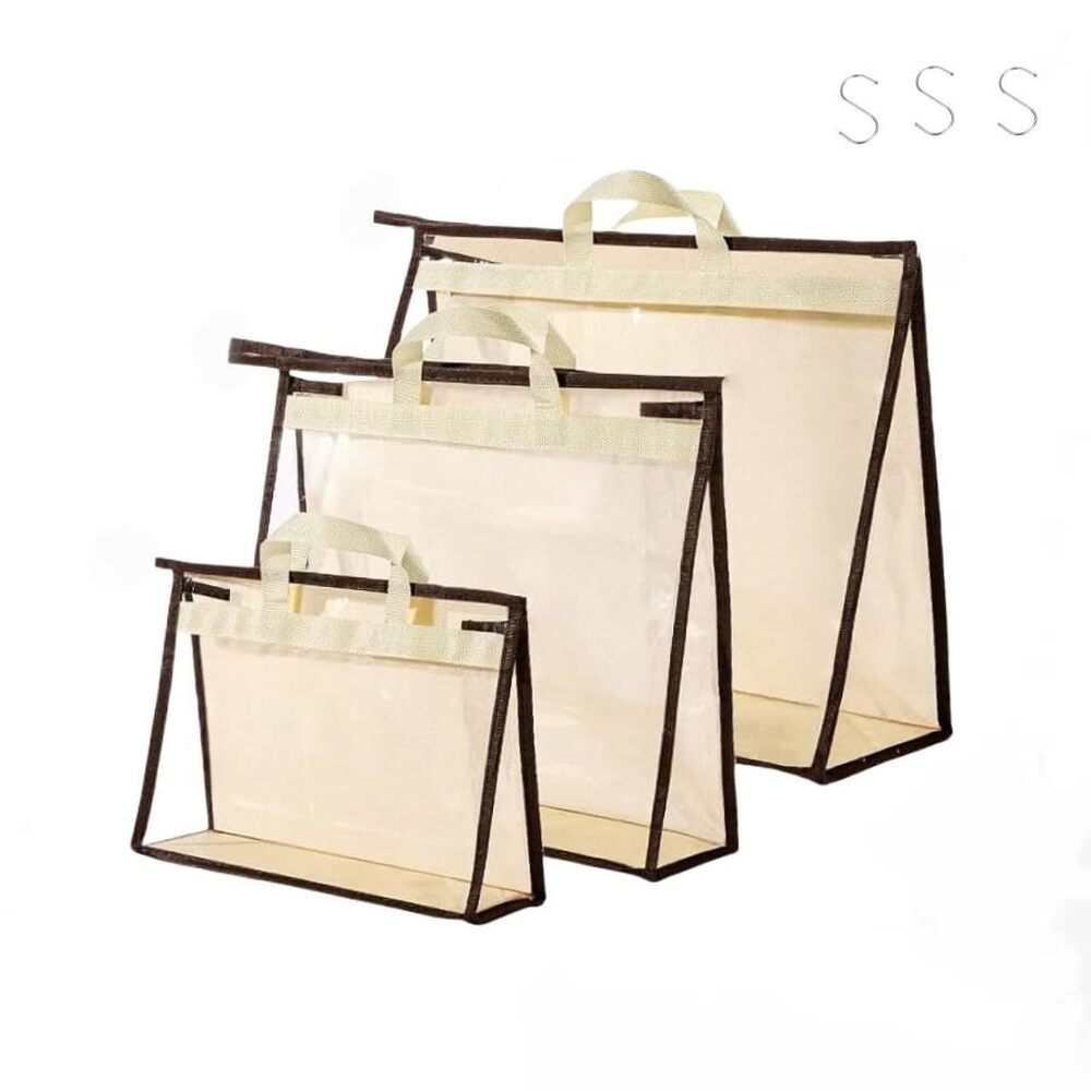 7834 3 Pack Dust Bags Handbags Clear Handbag Storage Organizer